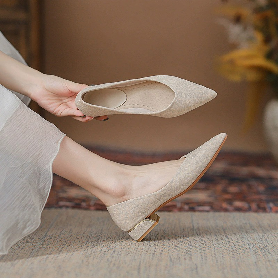 Chunky Heel Point Toe Wedding Shoes