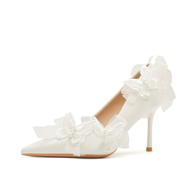 Pointed Toe Lace Bridal Heels
