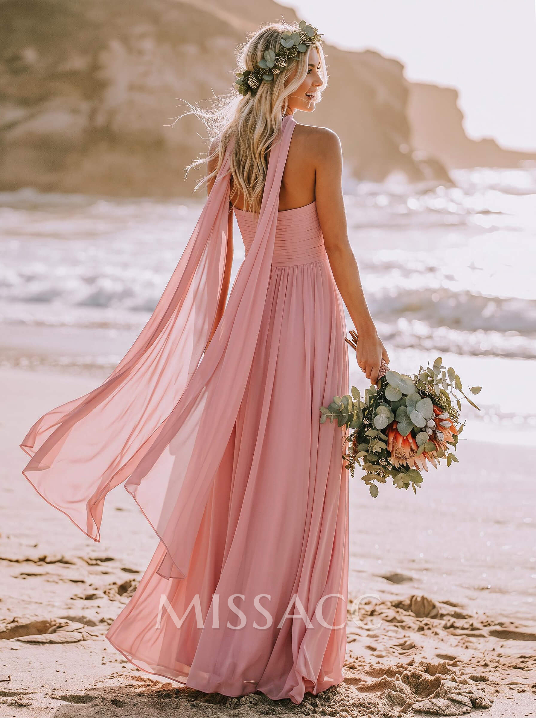 Sweet & Flow A-Line Sweetheart Sleeveless Floor-Length Chiffon Bridesmaid Dresses