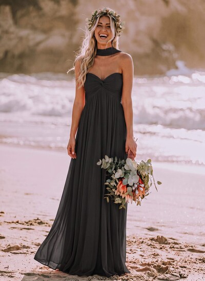 Sweet & Flow A-Line Sweetheart Sleeveless Floor-Length Chiffon Bridesmaid Dresses
