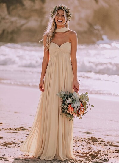 Sweet & Flow A-Line Sweetheart Sleeveless Floor-Length Chiffon Bridesmaid Dresses