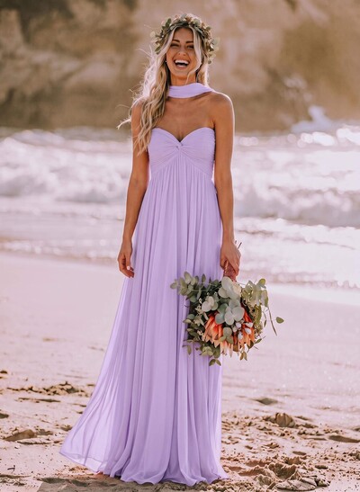 Sweet & Flowy A-Line Sweetheart Sleeveless Maxi Chiffon Bridesmaid Dresses