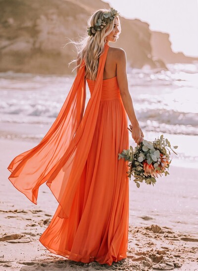 Sweet & Flow A-Line Sweetheart Sleeveless Floor-Length Chiffon Bridesmaid Dresses