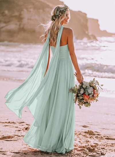 Sweet & Flow A-Line Sweetheart Sleeveless Floor-Length Chiffon Bridesmaid Dresses