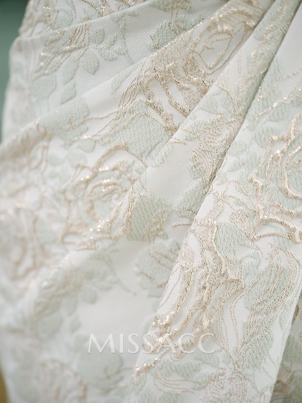 Sheath/Column One-Shoulder 1/2 Sleeves Tea-Length Jacquard Cocktail Dresses With Split Front