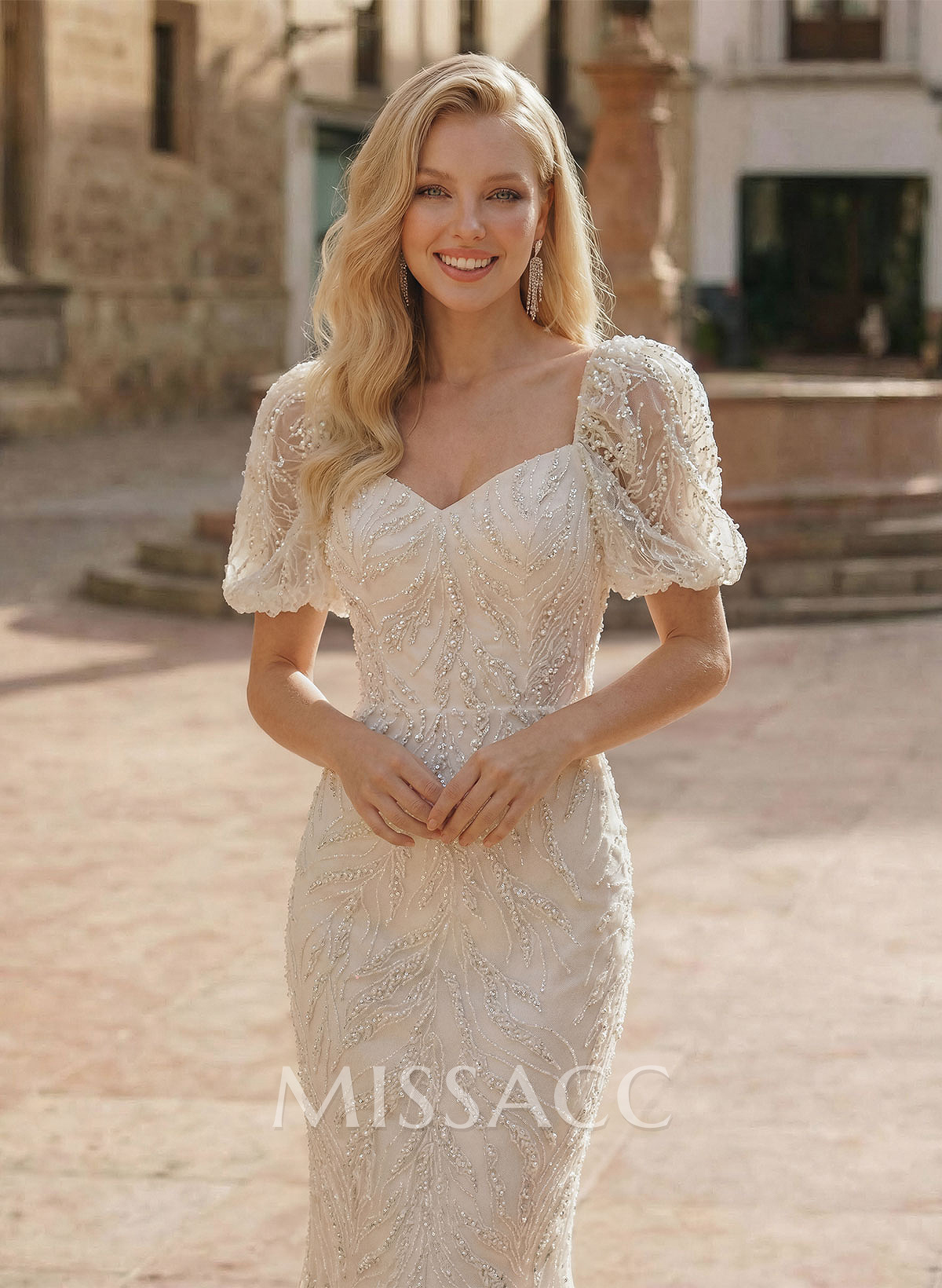 Sheath/Column Sweetheart Short Sleeves Ankle-Length Cocktail Dresses With Beading/Rhinestone