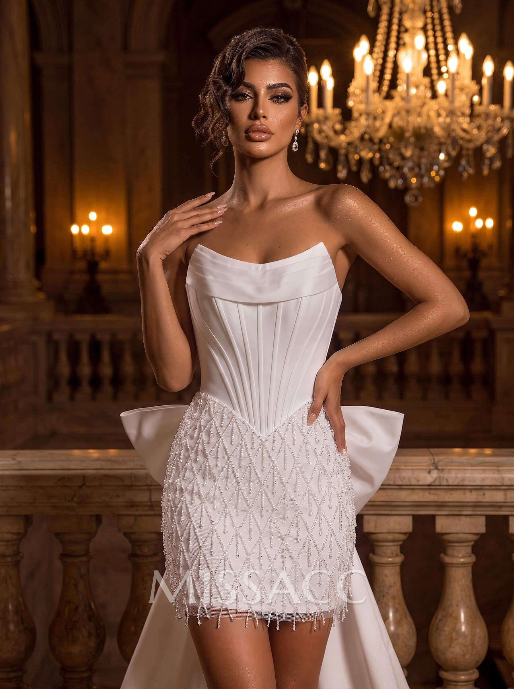 Sheath/Column Strapless Sleeveless Short/Mini Non-Stretch Lace/Stretch Satin Cocktail Dresses With Bow
