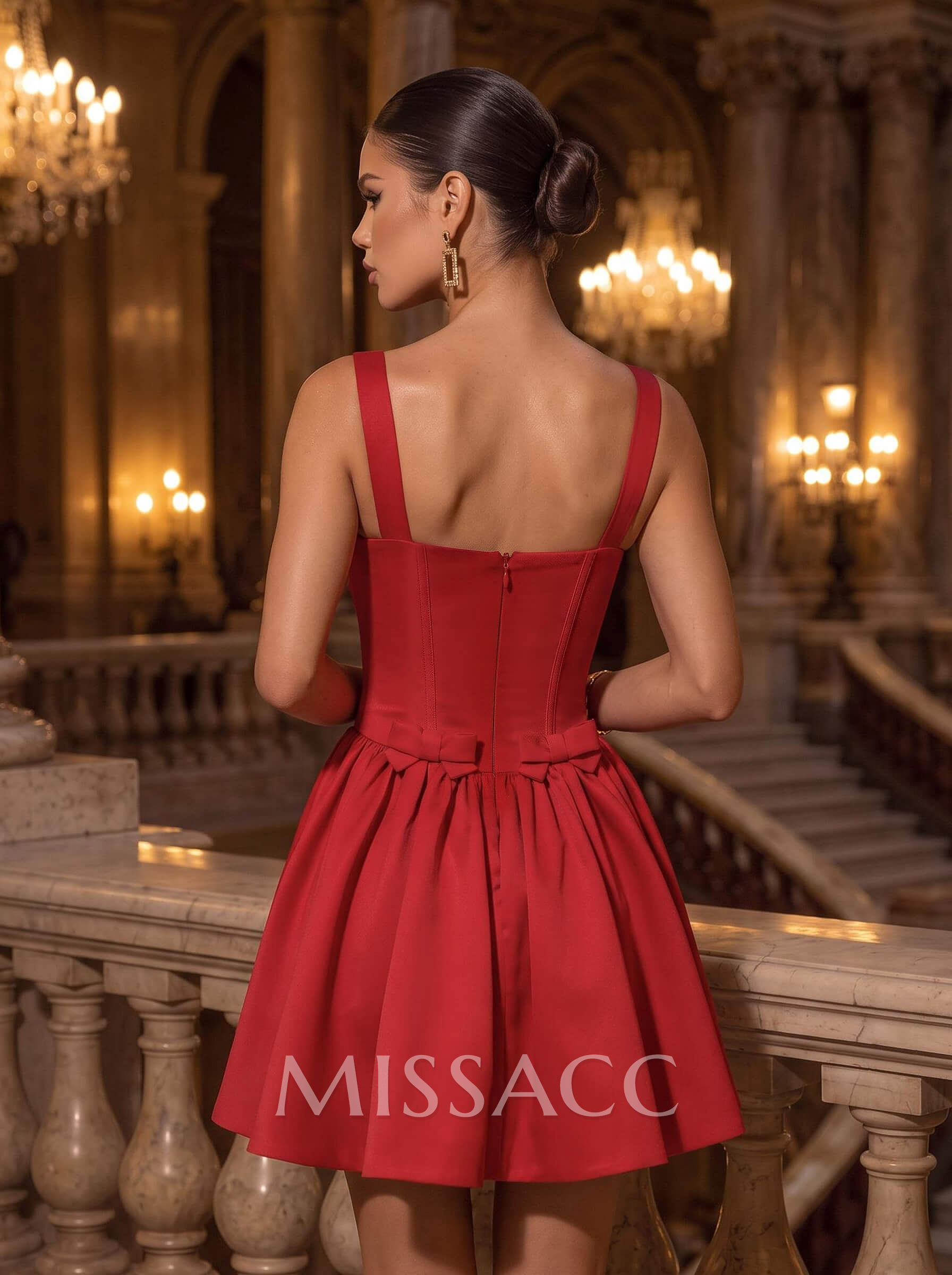 A-Line Sweetheart Sleeveless Short/Mini Elastic Satin Cocktail Dresses With Bows/Bubble Hem