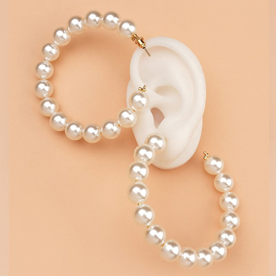 Euro-American Trend Large Pearl Hoop Earrings