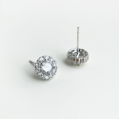 Mini Round Geometric Cubic Zirconia Studs