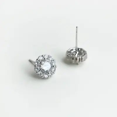 Mini Zircon Round Geometric Stud Earrings
