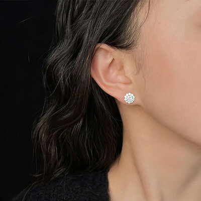 Mini Round Geometric Cubic Zirconia Studs