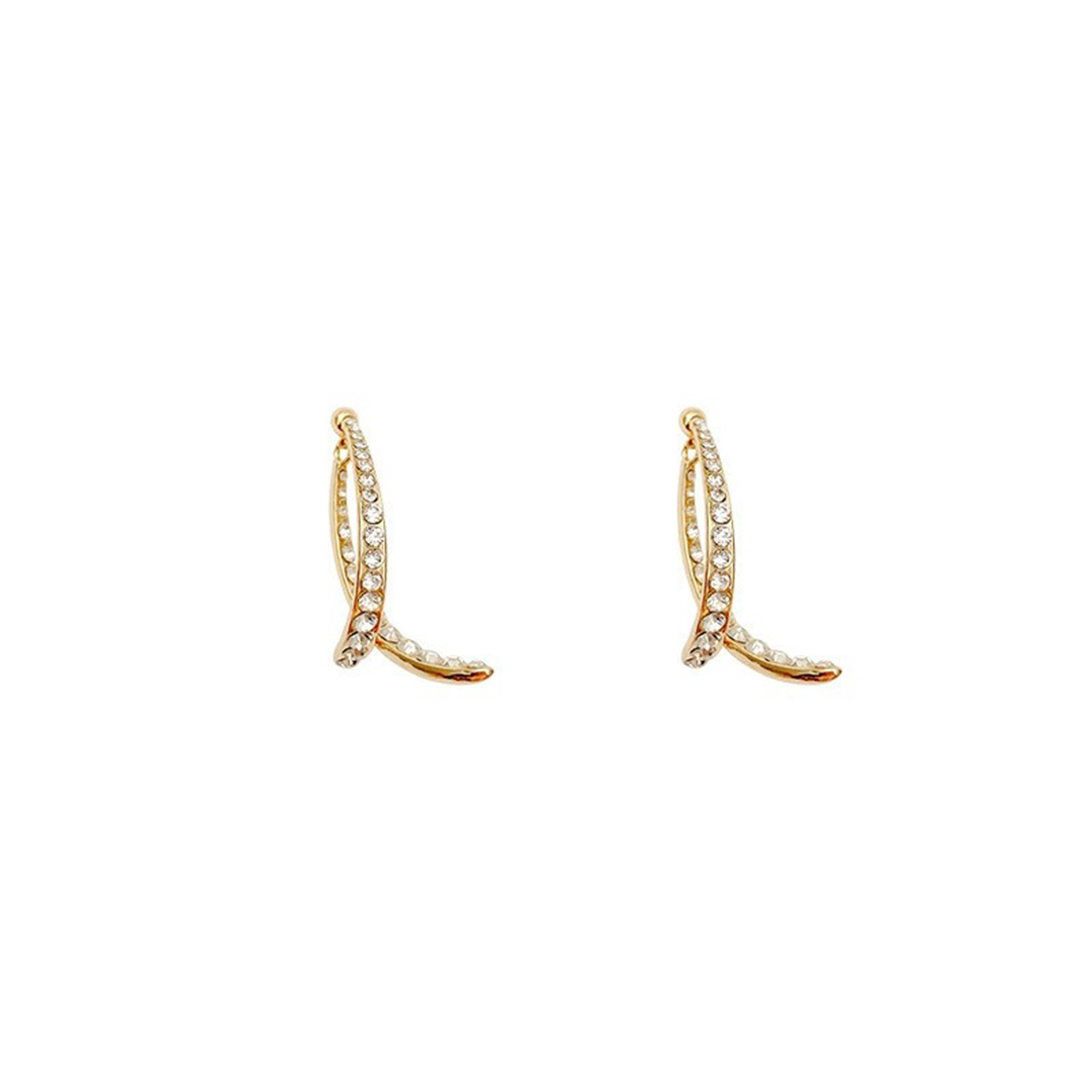 Simple And Versatile Rhinestone Hoop Earrings