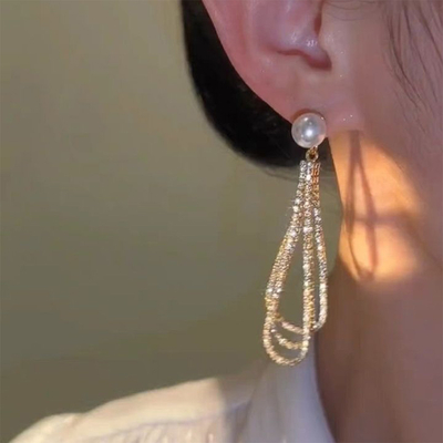 Sparkling Full Pave Diamond Teardrop Drop Earrings