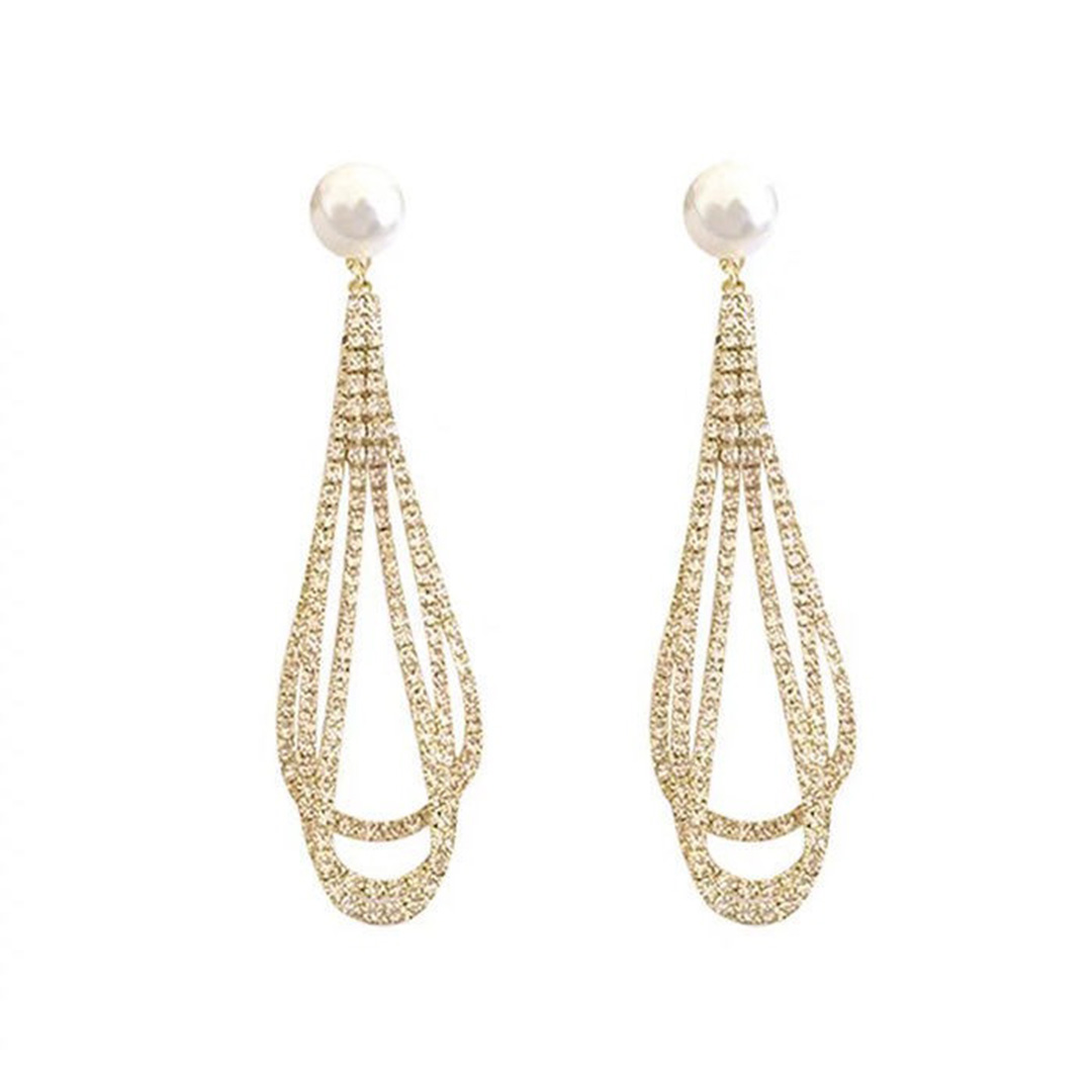 Sparkling Full Pave Diamond Teardrop Drop Earrings