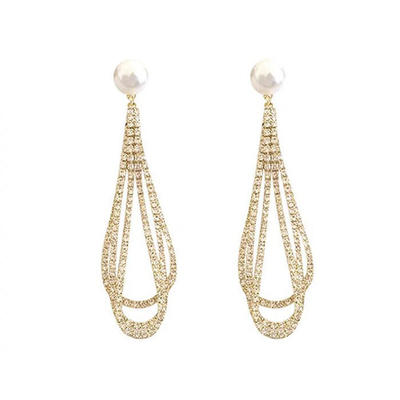 Sparkling Full Pave Diamond Teardrop Drop Earrings
