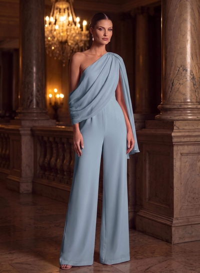 Jumpsuit/Pantsuit Asymmetrical Sleeveless Floor-Length Chiffon Mother Of The Bride Dresses