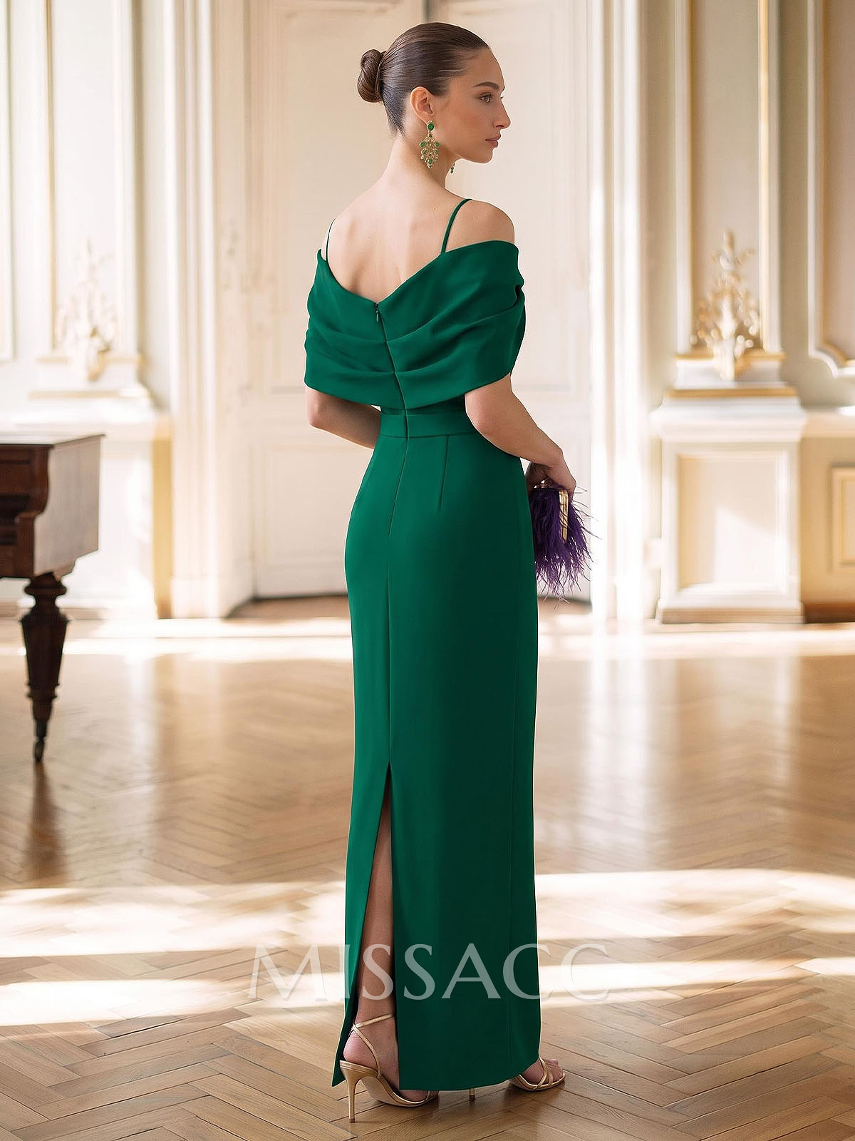 Sheath/Column Off-The-Shoulder Sleeveless Floor-Length Matte Satin Evening Dresses With Bow