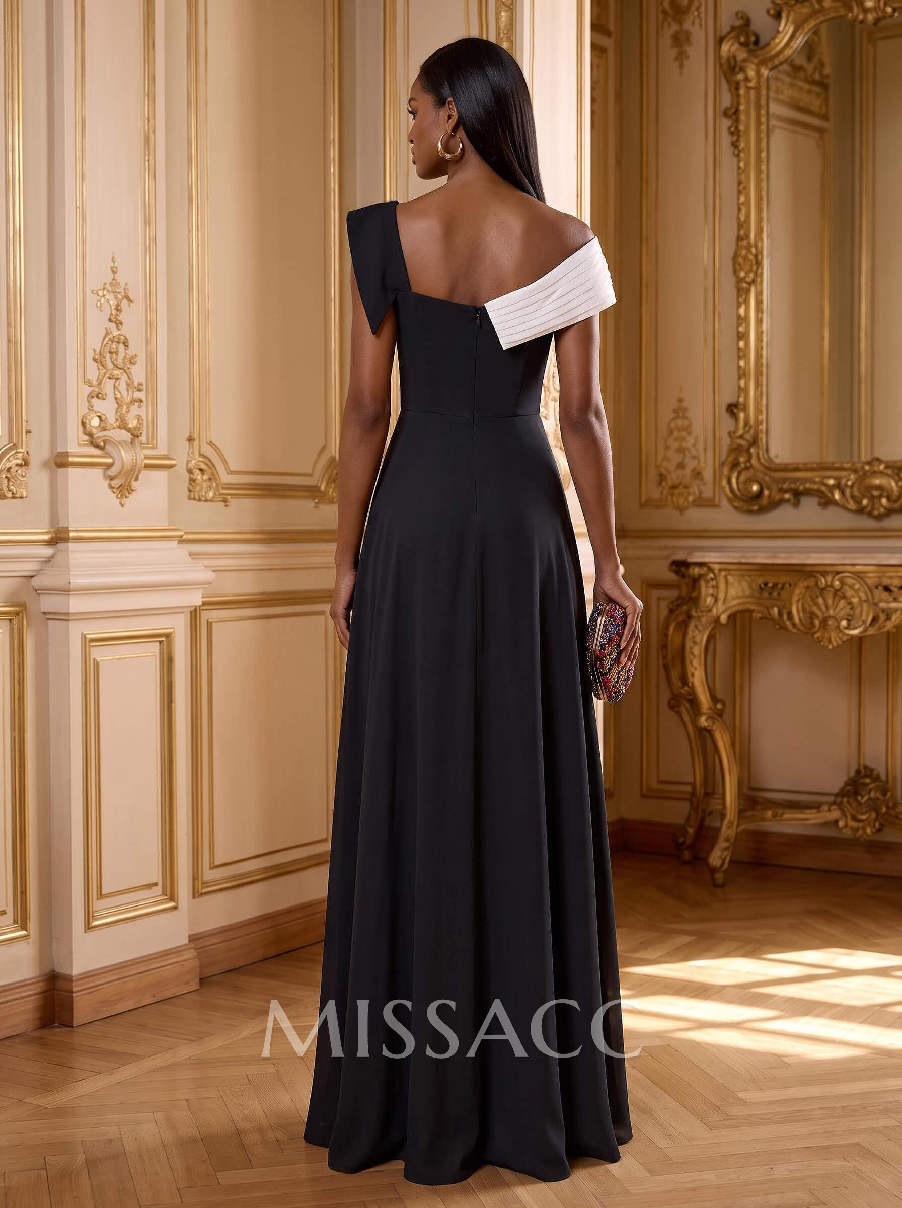 A-Line Asymmetrical Sleeveless Floor-Length Elastic Satin Evening Dresses With Pockets/High Split