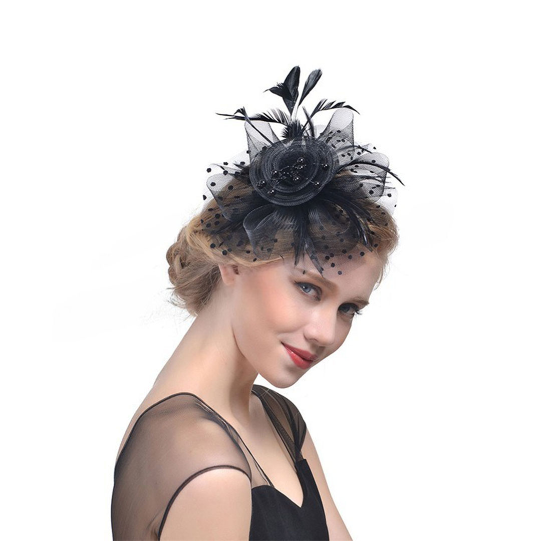 Retro Mesh Feather Hair Accessory Kentucky Derby Hat