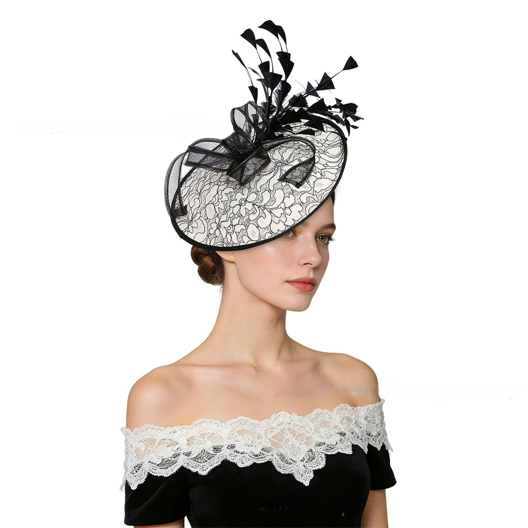 Headband-Style Tea Hat With Feathers