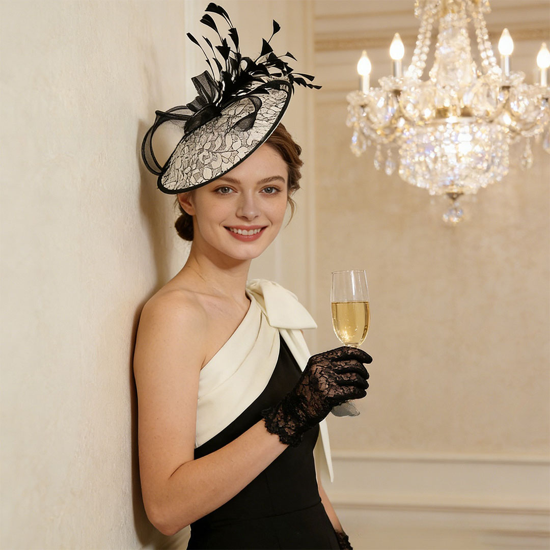 Headband-Style Tea Hat With Feathers