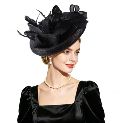 Headband-Style Tea Hat With Feathers