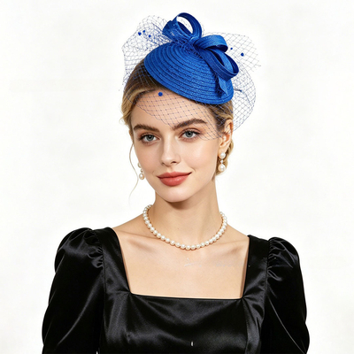 Hair Clip-Style Tea Party Hat With Mesh