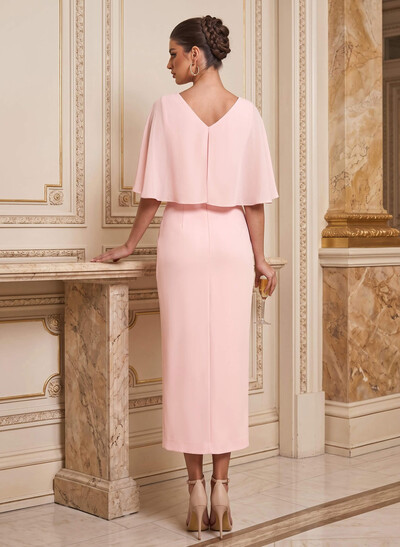 Sheath/Column Scoop Neck 1/2 Sleeves Ankle-Length Chiffon Mother Of The Bride Dresses