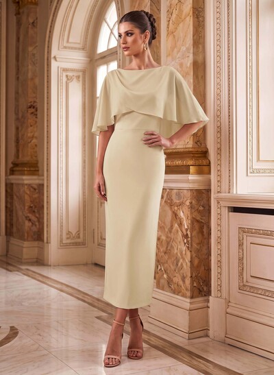 Sheath/Column Scoop Neck 1/2 Sleeves Ankle-Length Chiffon Mother Of The Bride Dresses