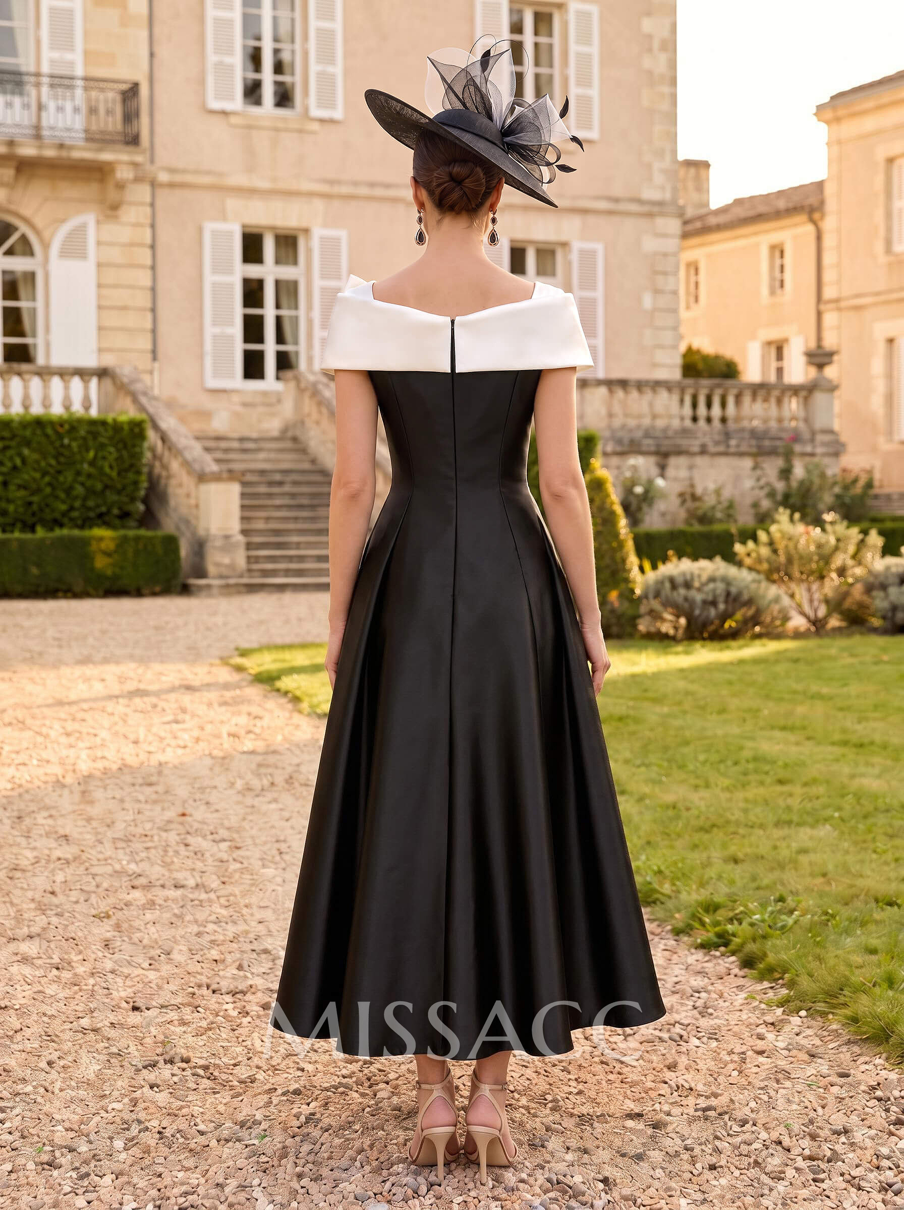 A-Line Off-The-Shoulder Sleeveless Ankle-Length Satin Mother Of The Bride Dresses With Bow