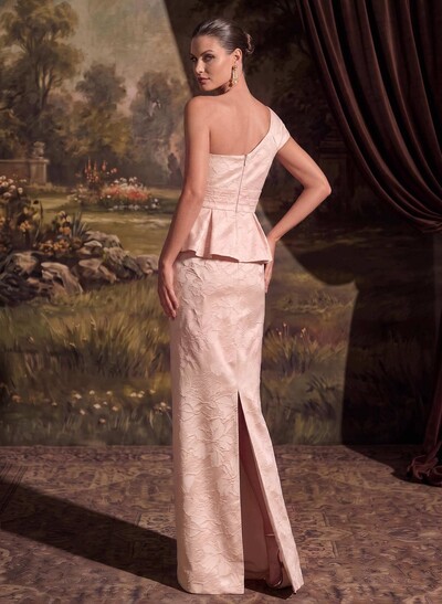 Sheath/Column/Two Piece One-Shoulder Sleeveless Floor-Length Jacquard Mother Of The Bride Dresses
