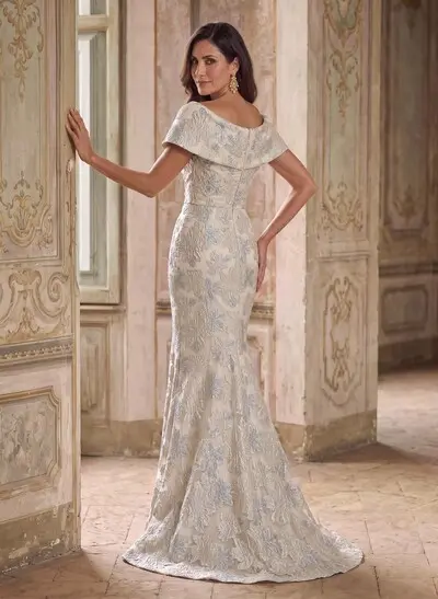 Trumpet/Mermaid Off-The-Shoulder Sleeveless Sweep Train Jacquard Mother Of The Bride Dresses