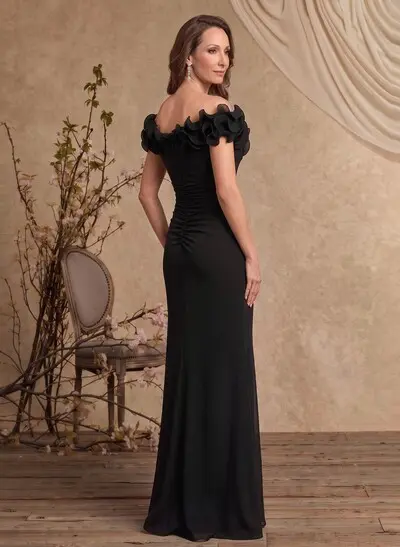 Sheath/Column Off-The-Shoulder Sleeveless Maxi Chiffon Mother Of The Bride Dresses With