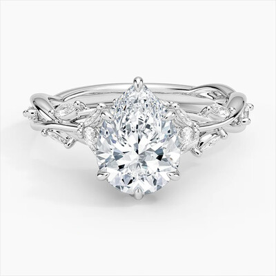 2CT 7*10MM Pear Cut Moissanite Engagement Rings In Sterling Silver