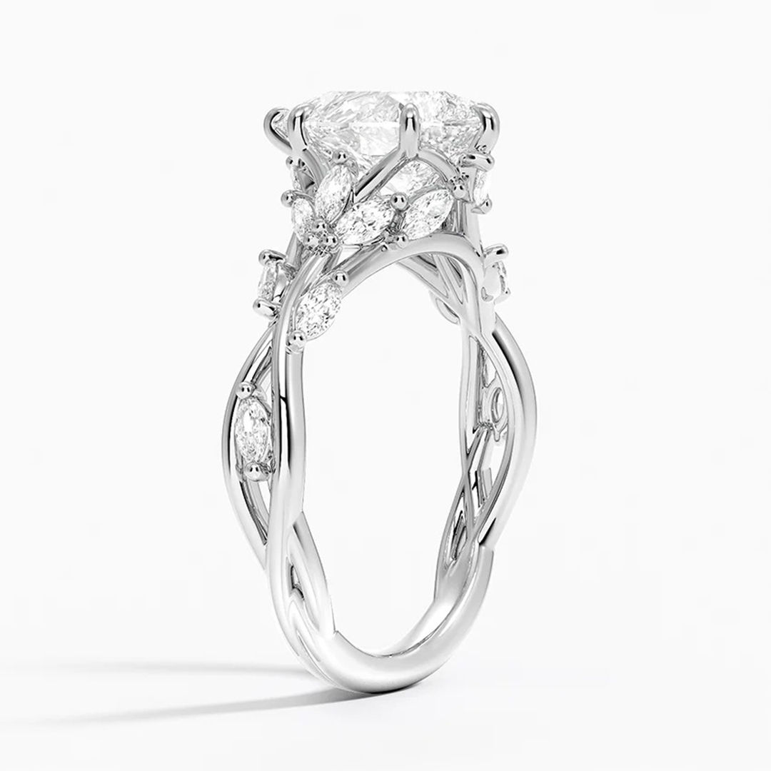 2CT 7*10MM Pear Cut Moissanite Engagement Rings In Sterling Silver