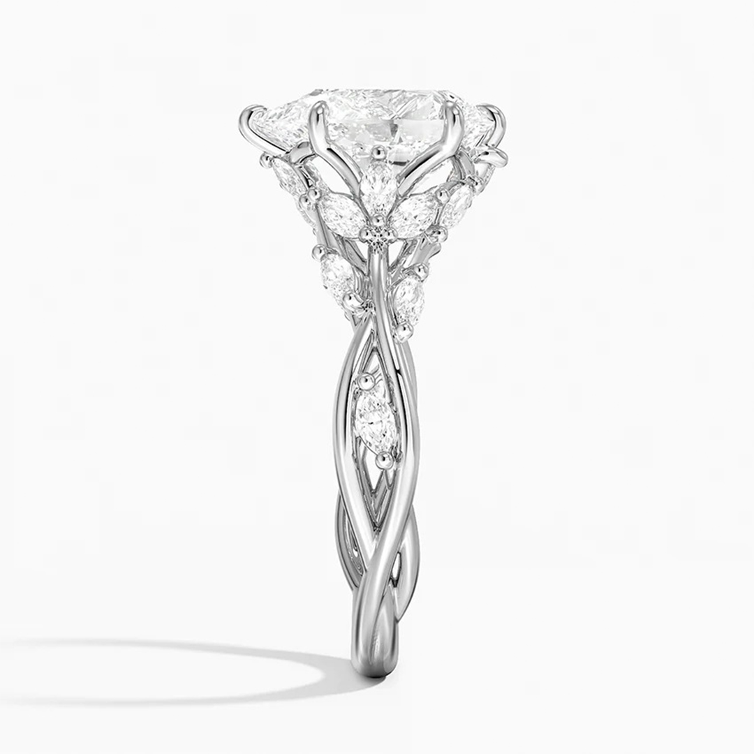 2CT 7*10MM Pear Cut Moissanite Engagement Rings In Sterling Silver