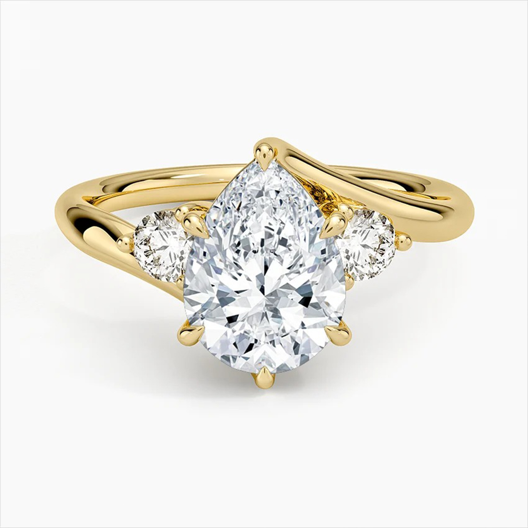 2CT 7*10MM Pear Cut Moissanite Engagement Rings In Sterling Silver