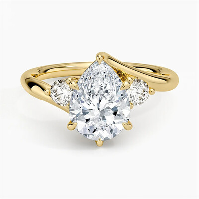 2CT 7*10MM Pear Cut Moissanite Engagement Rings In Sterling Silver