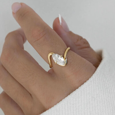 1CT 5*10MM Marquise Cut Moissanite Engagement Rings In Sterling Silver