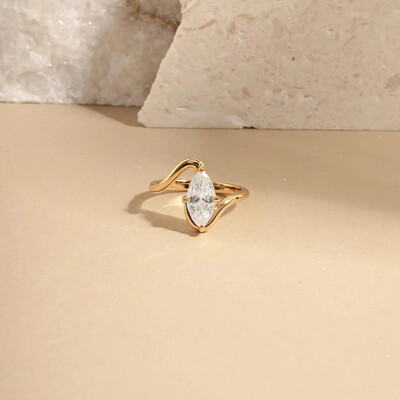1CT 5*10MM Marquise Cut Moissanite Engagement Rings In Sterling Silver
