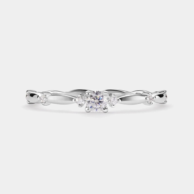 0.5CT 5*5MM Round Cut Moissanite Engagement Rings In Sterling Silver