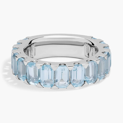 4*6MM Emerald Cut Sona Simulated Diamonds Wedding Bands In Sterling Silver