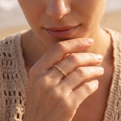 Round Cut Moissanite Wedding Bands In Sterling Silver