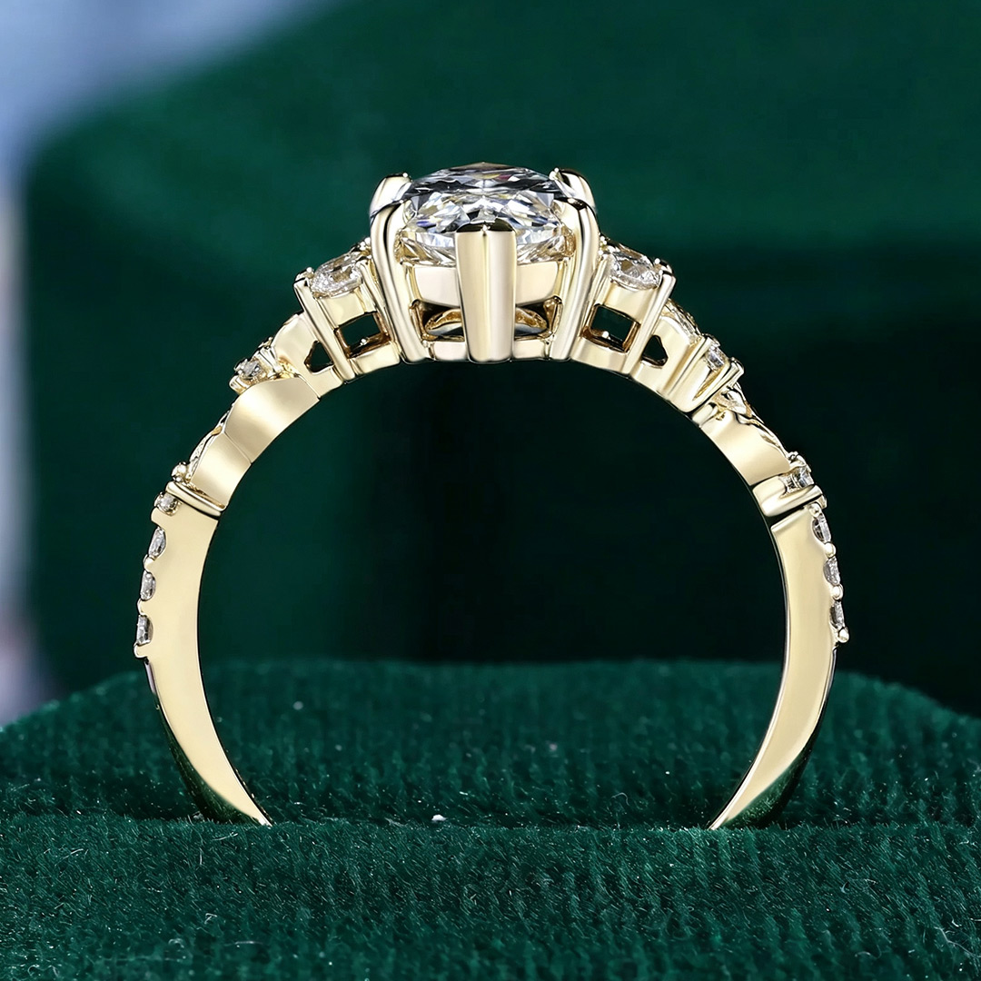 7*14MM Marquise Cut Moissanite Engagement Rings In Sterling Silver
