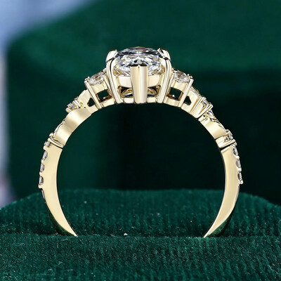 7*14MM Marquise Cut Moissanite Engagement Rings In Sterling Silver