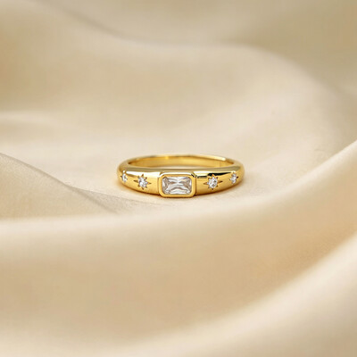 5*7MM Radiant Cut Moissanite Engagement Rings In Sterling Silver
