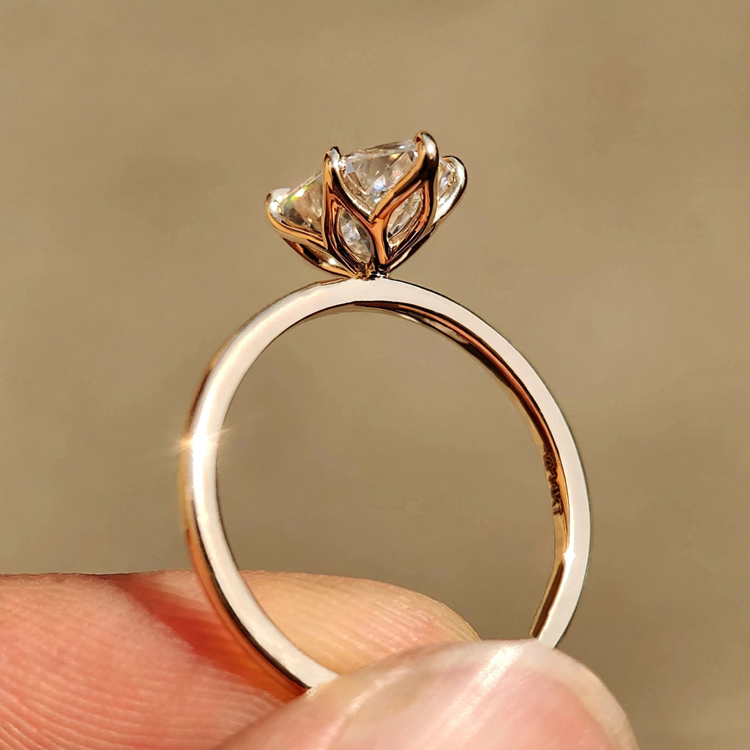 6*12MM Hexagon Cut Moissanite Engagement Rings In Sterling Silver