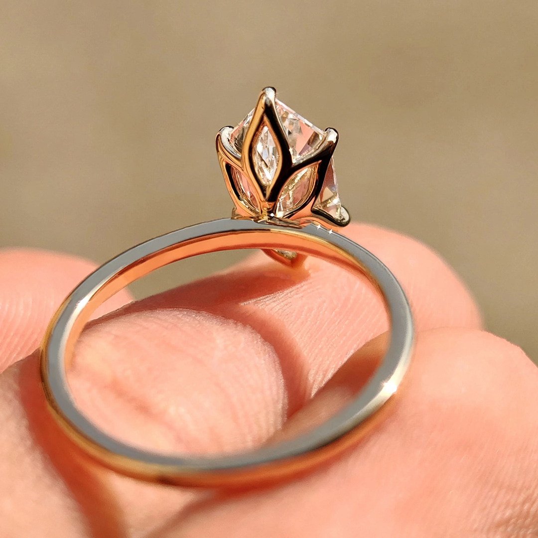 6*12MM Hexagon Cut Moissanite Engagement Rings In Sterling Silver