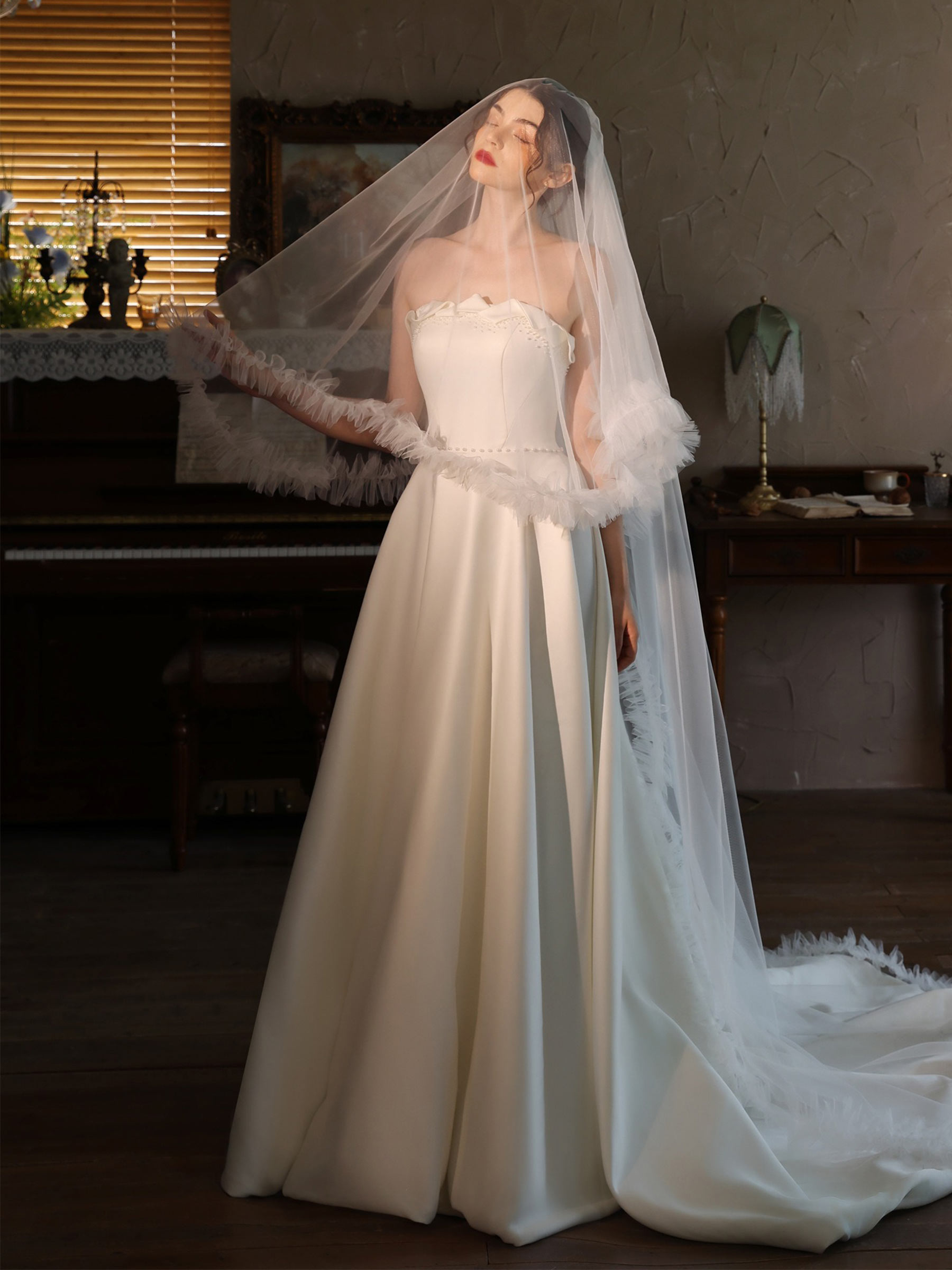 Two-Tier Tulle Cathedral Bridal Veils